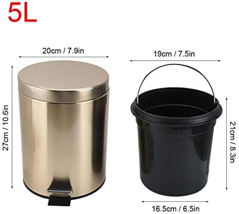 n/a Стъпално кофа за Боклук от Неръждаема Стомана, Кошче за отпадъци, Кофа за Боклук с Капак за Баня, Кухня (3Л/5Л) (Цвят: B размер: