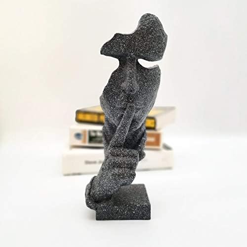 Статуята на Мислител, Офис декор Пази тишина - Мълчанието е злато Абстрактна Скулптура, Статуетка да Пазиш Мълчание, Креативна Скулптура