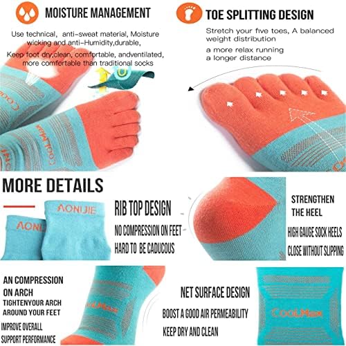 AONIJIE 3 Чифта Чорапи с пет чорапи за джогинг разходки високо Ефективни Спортни Леки, Дишащи