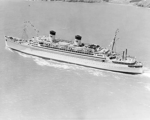 БЕЗКРАЙНИ СНИМКИ 1935 Снимка: S. S. Lurline | Флагман на флота Matson Line | Океански лайнер Delux | Вид с въздух | Възпроизвеждане
