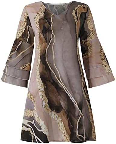 Макси рокля NOKMOPO с дълъг ръкав за жени, модерно темпераментное елегантна мини рокля с V-образно деколте и ръкави 3/4 с принтом