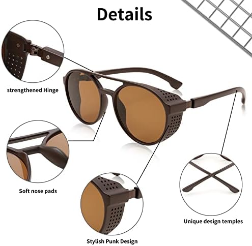 FEISEDY Класически Слънчеви Очила в стил Steampunk за Мъже И Жени с Ретро Кръгли Очила Готически Нюанси Със Защита UV400 B2957