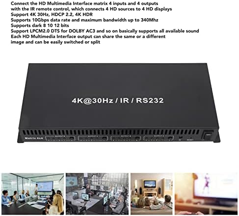Матричен превключвател HD Media Interface, 100-240 В 4 входа и 4 Изхода Матричен Сплитер HD Media Interface, с IR дистанционно управление