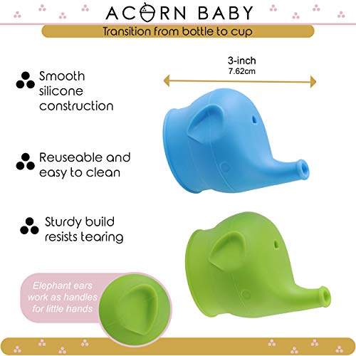 Силиконови капачки за чаши Acorn Baby, подходящ за всяка чаша, 2pk - Синя и зелена Множество Еластична, капак за чаши, защищающая