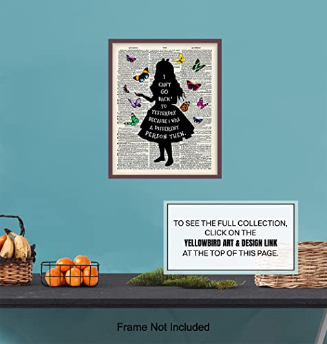Арт принт с Речник на цитати от Алиса в Страната на Чудесата - нов дизайн на Домашен Интериор, монтиран на стената художествен Плакат