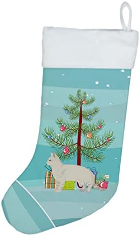 Carolin's Treasures CK4555CS Американската Късокосместа котка №2 Весела Коледа Коледни Чорапи, Чорапи За Висящи пред Камината, Коледен