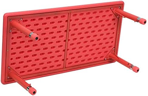Флаш Мебели 24 W x 48Л Правоъгълна Червена Пластмасова Маса за занимания с регулируема височина