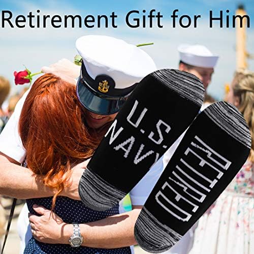 LEVLO военноморска Пенсиониране Подарък Чорапи Пенсиониран от флота на САЩ Военен Подарък за Съпруга си, Баща си, Ветеран Подарък