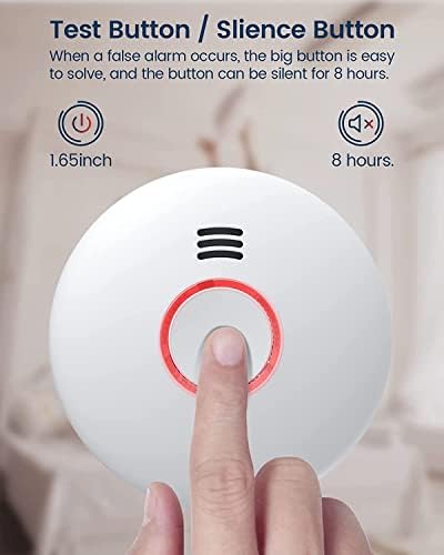 Ecoey WiFi Детектор за дим, WiFi Димна аларма с фотоволтаична технология и един led, една Димна аларма с функция за проверка и прекъсване на звука и предупреждение за ниско ?
