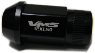 VMS Racing 20 бр. бр Черни Леки Алуминиеви състезателни ядки с отворен край, Размерът на резби 12x1,5 мм, Съвместими с Chevy Chevrolet
