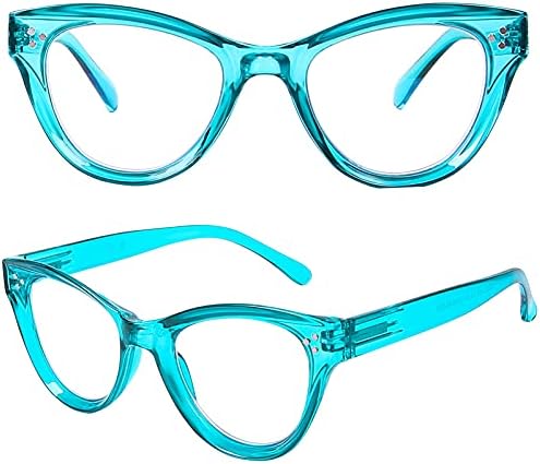 Очила за четене AQWANO Cat Eye, Блокиране на Синя Светлина, Модерен Извънгабаритни Дизайнерски Компютърни Ридеры за Жени, Очила