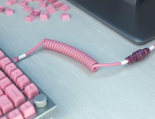 Прекрасна Спирален кабел за клавиатура – Спирален кабел USB, C, Оплетени кабели Ръчно изработени механична геймърска клавиатура,