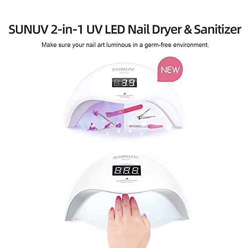 SUNUV UV-Лампа за Нокти Професионална Сушилня за Нокти с UV-Лампа за Гелевых Лакове за Нокти Автоматичен Сензор с Таймери и LCD