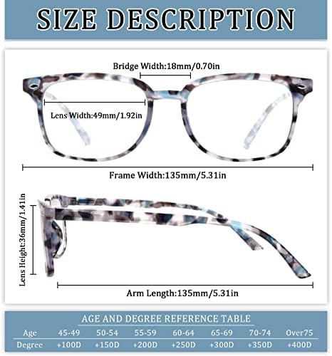 STASTEND 5 Опаковки Очила за четене с Блокиране на Синя Светлина за Жени и Мъже, Компютърни Ридеры с Пружинным тръба на шарнирна