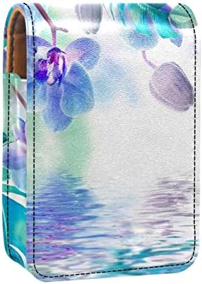 Калъф за червило GUEROTKR, Кожен Органайзер за Блясък за устни с Огледало, Мини-Bag-Държач за Червило, цветни цвете флора инфинити модел