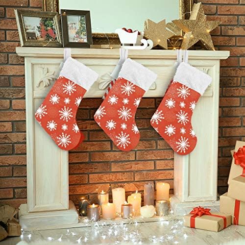 Коледни Чорапи ALAZA, Коледни Снежинки, Червени Класически Персонализирани Големи Чорапи, Бижута за Семейни Тържества, декорация