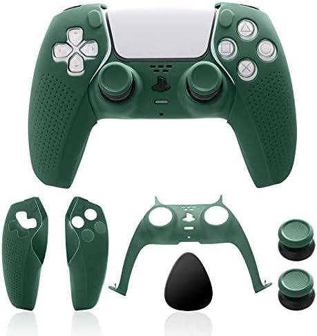 Аксесоари за контролер ECHZOVE PS5, Обвивка контролер PS5, Плоча контролер PS5 и писалки за палеца PS5 - Зелен