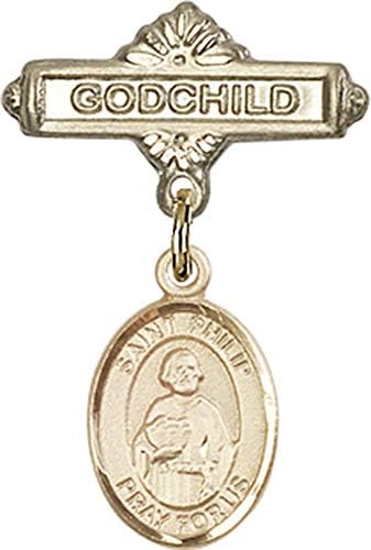 Детски икона Jewels Мания за талисман на Свети Апостол Филип и игла за Кръщелник | Детски иконата със златен пълнеж с Талисман на