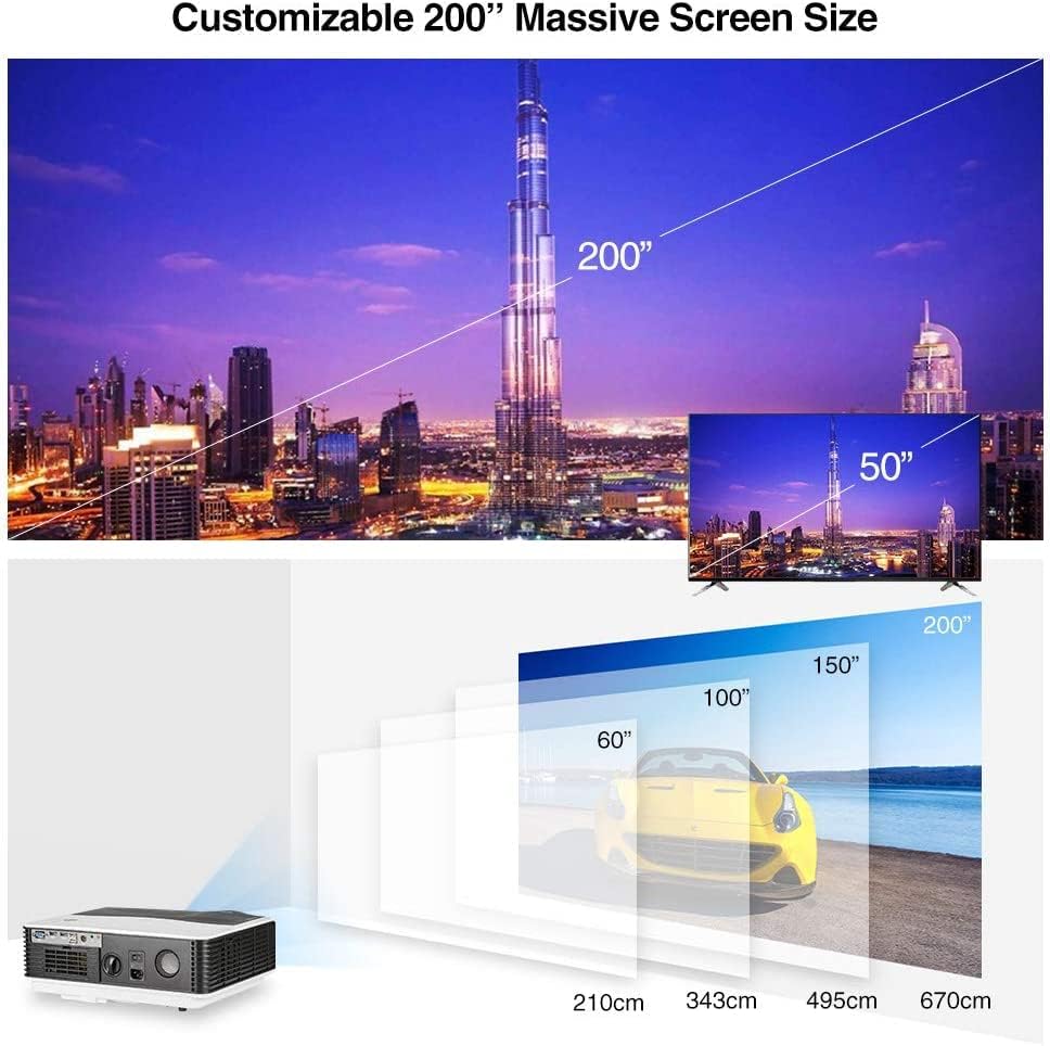 Домашен проектор 9000L с резолюция 1080P, видео проектор с голям екран 200 с Висока яркост за гледане на филми на открито, събирания в хола, подходящи за ТЕЛЕВИЗИОННИ конз?