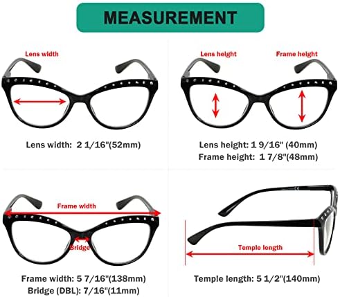 Eyekepper 4-pack Очила за четене за Жени в стил котешки очи С Кристали за Четене + 1,75