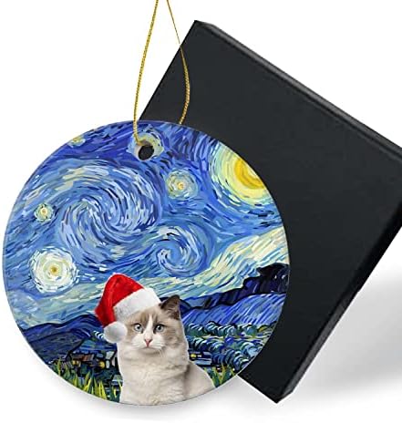 Коледна Украса на Краля Cats 2022-Звездна Нощ, Скъпа Шапка на Дядо Коледа Празничен Подарък за Котки, декорация за Коледната Елха,