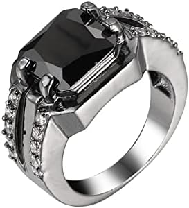 2023 Ново Дамско Блестящо Черен Пръстен с Кристали, Цирконий Квадратна Форма, Обещающие Пръстен, Годежен пръстен, 4 Съвпадащи Пръстени (Черен, 9)