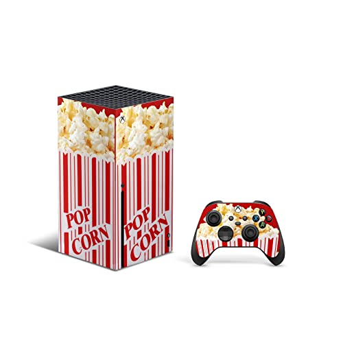 ZOOMHITSKINS, съвместими за Xbox Series X Skin, капаци Series X Skin, кина PopCorn Red Yellow, Здрави и удобни, винил 3 М, са лесни за инсталиране, Направени в САЩ