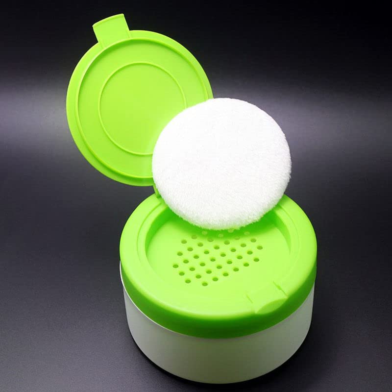 Зелена Пластмасова Празна Портативна компактна пудра за грижа за кожата на бебето След баня, Пуховка за Талк, Контейнер за прах,