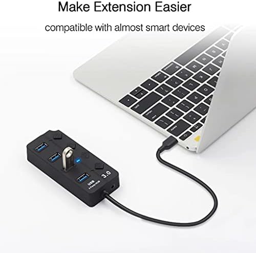 SXDS USB 3.0 Хъб Сплитер 4 Порта Високоскоростен Индивидуален Ключ за Включване/Изключване захранващ Адаптер за Променлив Ток за