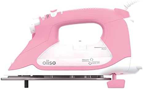 Умен ютия Oliso TG1600 Pro Plus с мощност 1800 W с автоподъемником (розово) и силиконова защита ходила на ютия Oliso Solemate (розово)