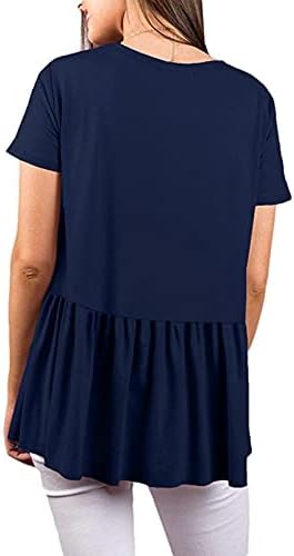 Дамски Ризи NEARTIME С Къс ръкав, Обикновена Тениска с кръгло деколте, Ежедневни Ризи С Гънки Хем, Потници, Блузи