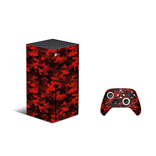 ZOOMHITSKINS, който е съвместим за Xbox Series X Кожа, Корица Series X Skin, Червен пиксельный лабиринт черен цвят, издръжлив и