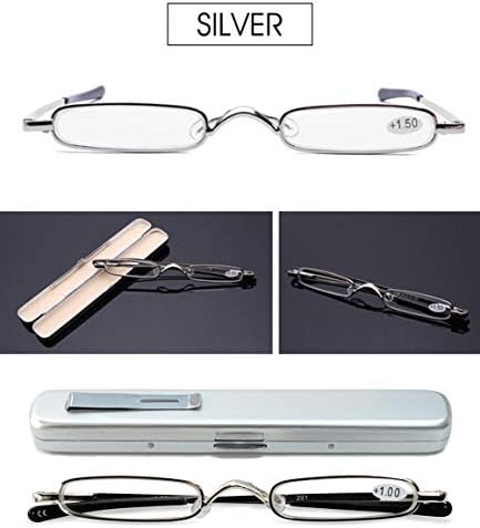 VEVESMUNDO Метални Очила За Четене Мъжки Женски Тънки Леки Компактни Джобни Ридеры с Футляром