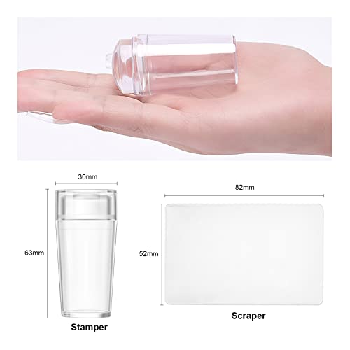 Стампер за дизайн на ноктите SAGEBIO, прозрачно силиконово желе за стемпинга нокти с стъргало, прозрачен видим корпус, инструмент