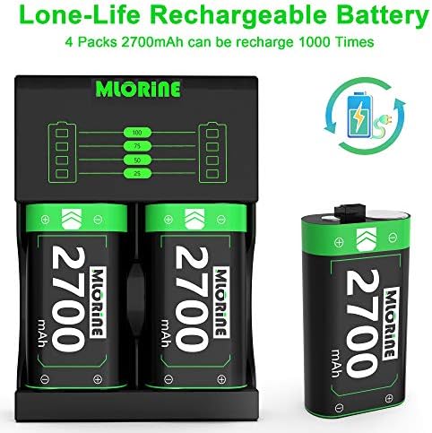 Mlorine Батерията на контролера на Xbox капацитет 2700 mah и Перезаряжаемое Зарядно устройство Изтрити Батерии, Аксесоари за Xbox