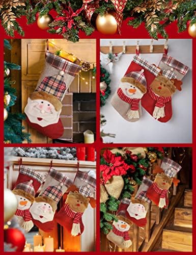 DG-Директни Коледни Чорапи, 3 опаковки Големи Коледни Чорапи с декорация, 3D Плюшени Чорапи, Подаръчни Пакети за детска Декорация,