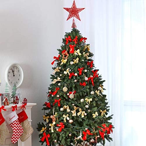 Acronde 10 Коледна Елха Topper Звезда на върха на Дървото Звезда Коледно Дърво за Украса За партита На Закрито Украса за дома (червен)