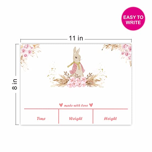 Свидетелство за раждане в болницата | 8 x 11 Розова табела с обявяването на раждането на детето в стил бохо с цветен модел Заек