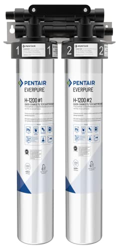 Система за питейна вода Pentair Everpure H-1200, EV928200, Сертифицирани от NSF за намаляване на съдържанието на ПФОА/PFOS, Система с две касети с мастило, включва Фильтрующую глава, п