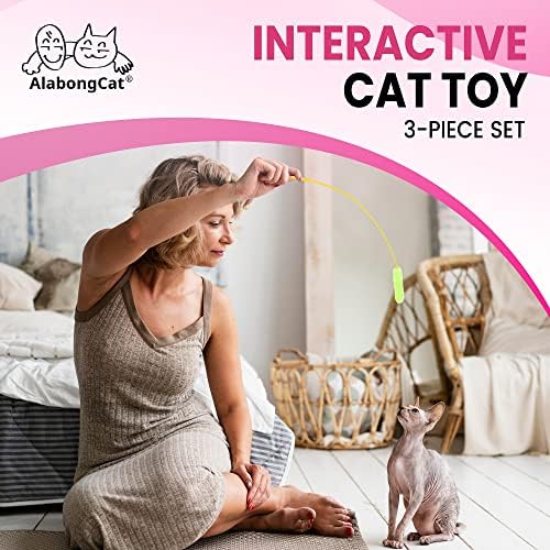 Интерактивна играчка за котки AlabongCat – 3 бр. Играчки за котки в затворени помещения – Играчка–закачка за котки Включва кошачью