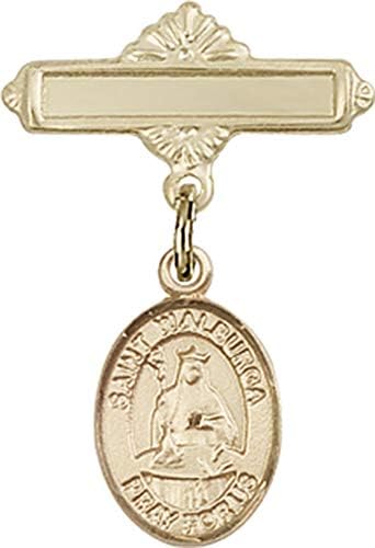 Детски икона Jewels Мания с чар Свети Вальбурги и полирани игла за бейджа | Детски икона от 14-каратово злато с чар Свети Вальбурги