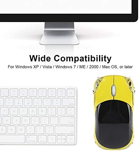 Безжична мишка Zerone 2,4 Ghz, Преносима Оптична Мишка 1600 dpi за Mac / Android / ME / Windows PC / Tablet Gaming Office (Жълт)