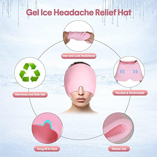 Капачка за облекчаване на главоболие/Мигрена с лед Guyefofo, Новата Маска за Увиване на главата с Лед от Мигрена Без Мирис, Капачка